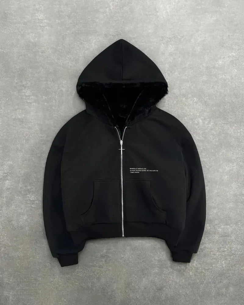 FUR/BLACK 2-SIDED ZIPPER
