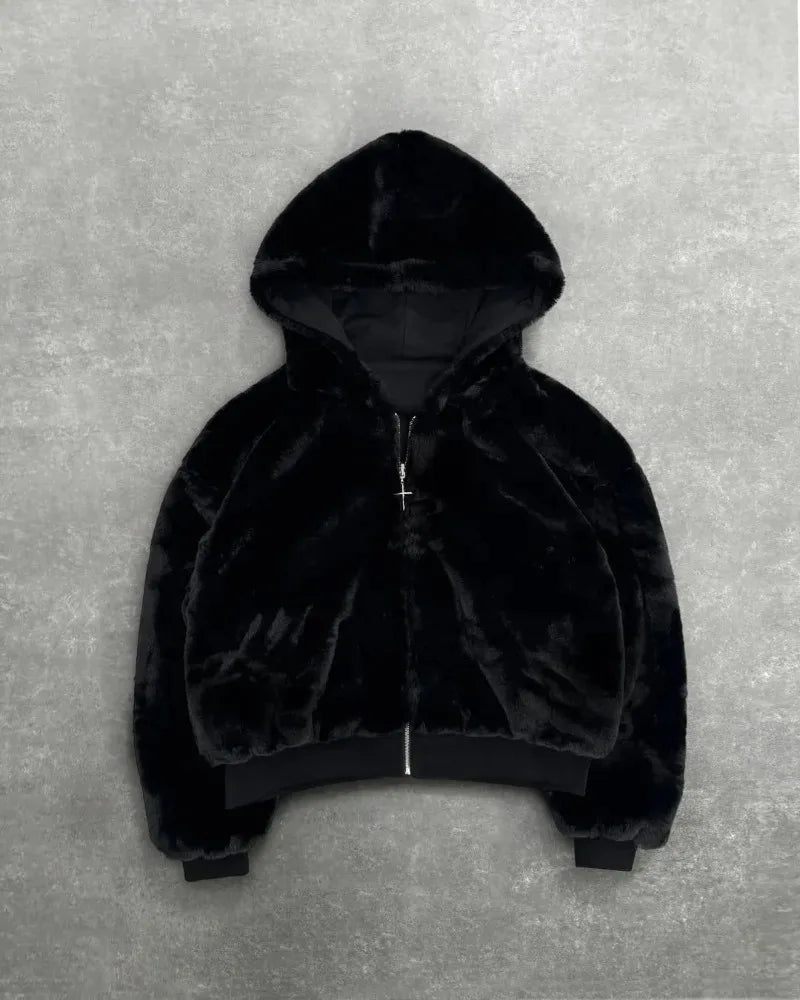 FUR/BLACK 2-SIDED ZIPPER